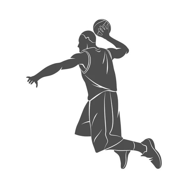 Baloncesto jugador, pelota — Vector de stock