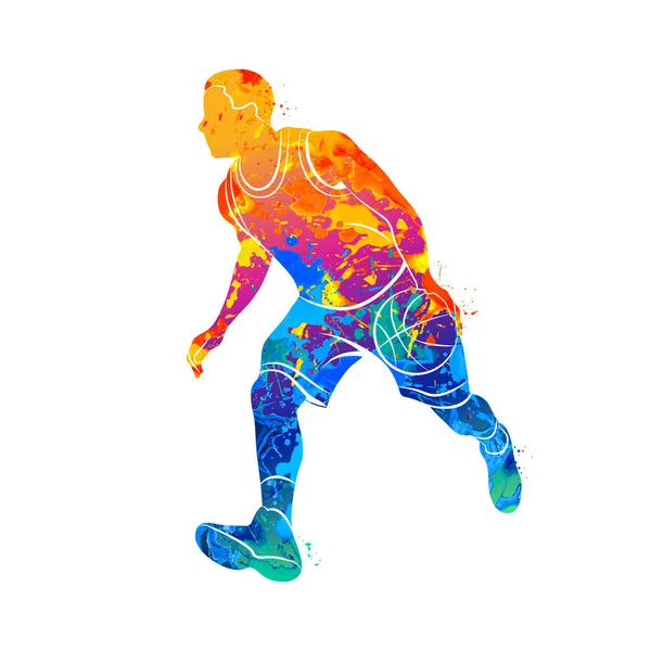 Baloncesto jugador, pelota — Vector de stock