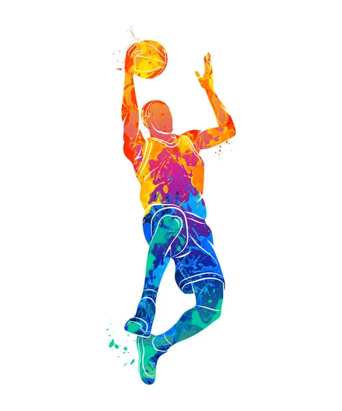 Baloncesto jugador, pelota — Vector de stock