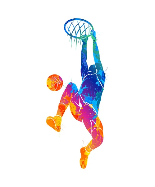 Baloncesto jugador, pelota — Vector de stock