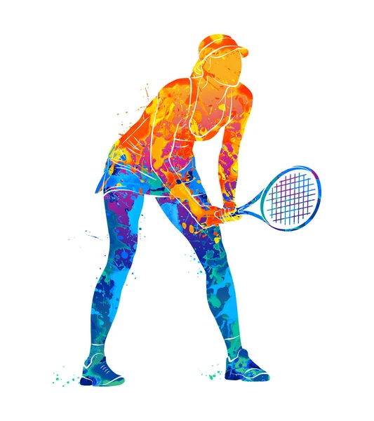 Tennis player, silhouette — Stock Vector