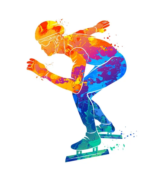 シルエットのスピード スケート選手 — ストックベクタ