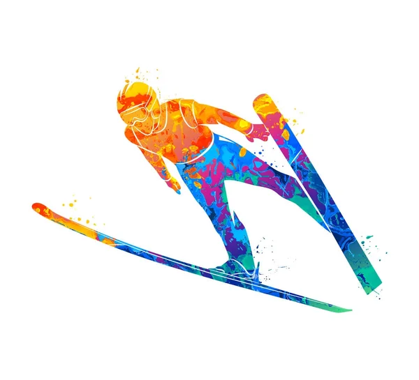 Skiër springsport — Stockvector