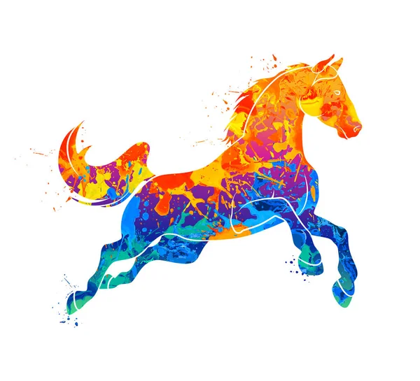 Cavalo correndo a galope de tintas multicoloridas respingo de