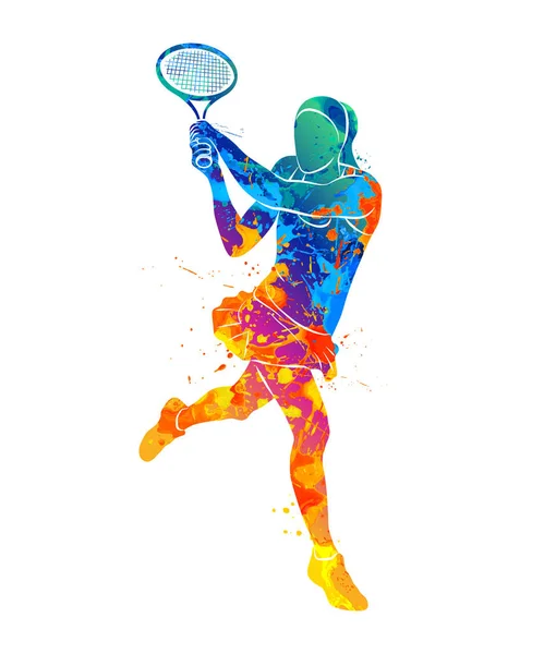 Tennis player, silhouette — Stock Vector