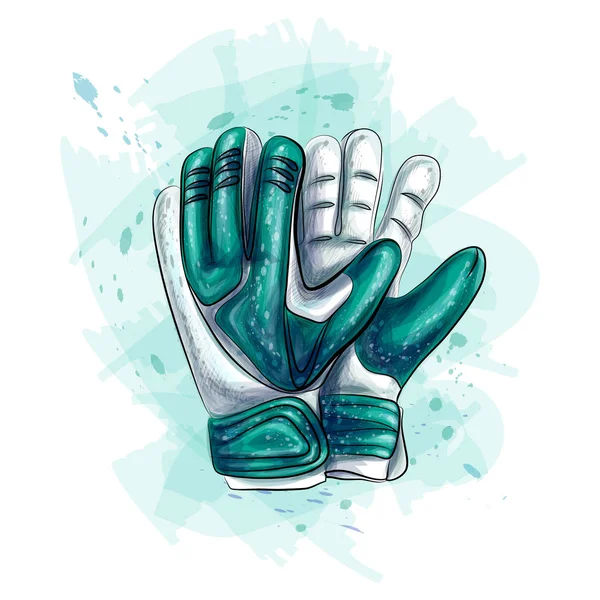 Keeper handschoenen. Voetbal handschoenen vector op witte achtergrond — Stockvector
