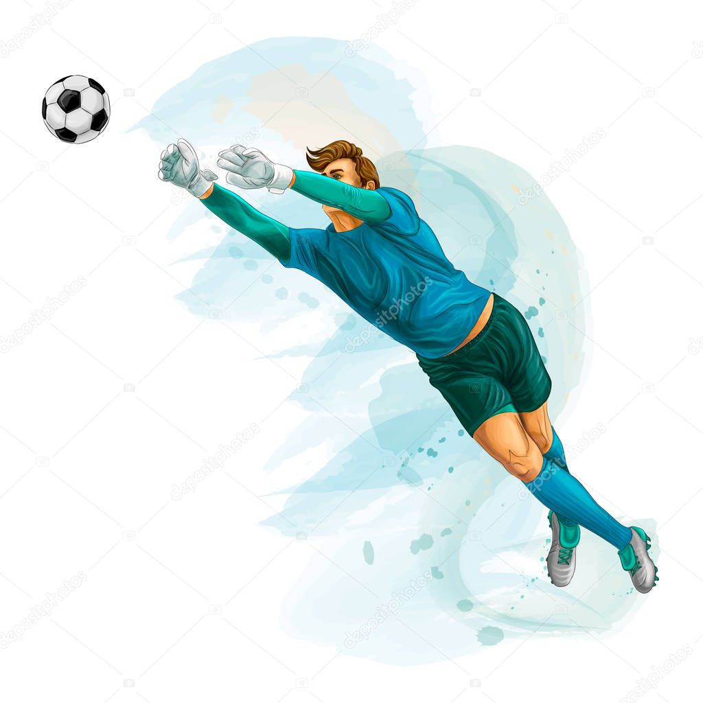 Football goalkeeper jump