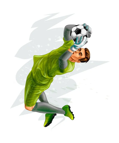 Voetbal keeper sprong — Stockvector