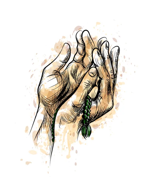 Modlící se ruce s růžencem — Stockový vektor