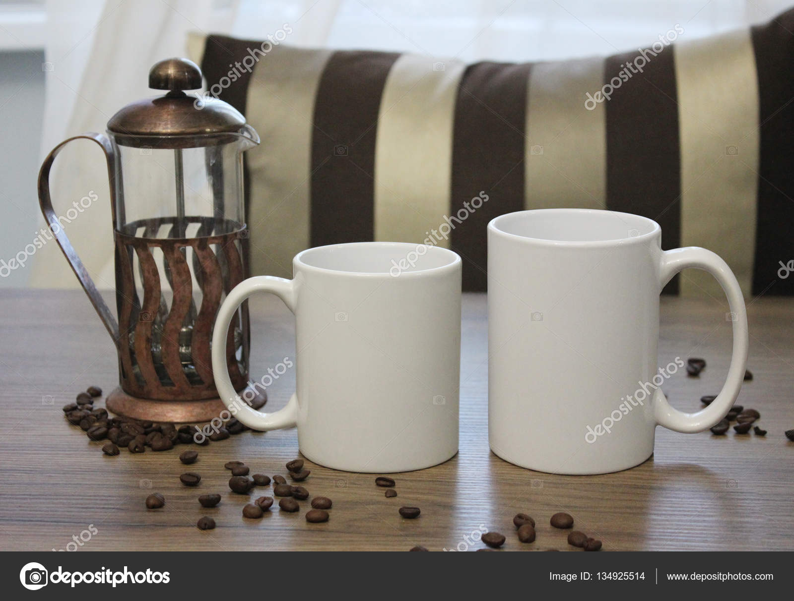 Download Two White Mugs 11 And 15 Oz Comparasion Mockup Stock Photo Image By C Maddyz 134925514