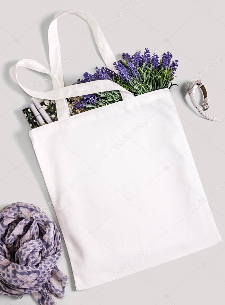 Download White blank cotton eco tote bag, design mockup. — Stock ...