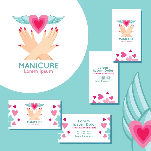 Logotipo de manicure. Conjunto de cartões de visita para manicure . — Vetor de Stock