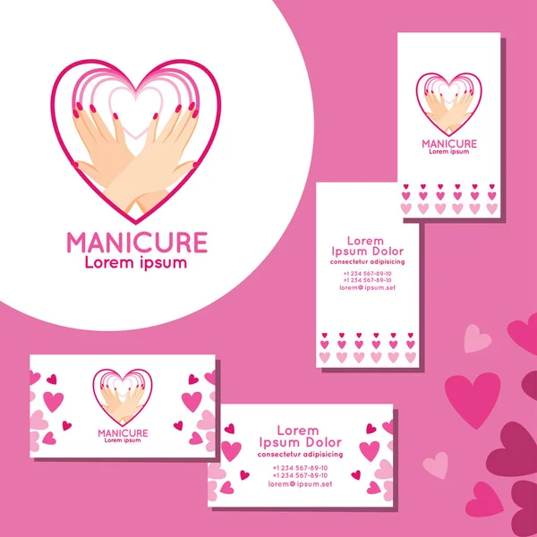 Logotipo de manicure. Conjunto de cartões de visita para manicure . — Vetor de Stock
