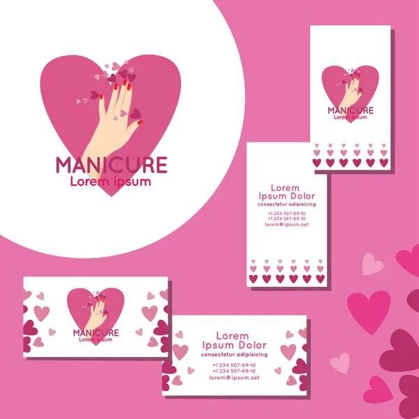 Logotipo de manicure. Conjunto de cartões de visita para manicure . Ilustração De Stock