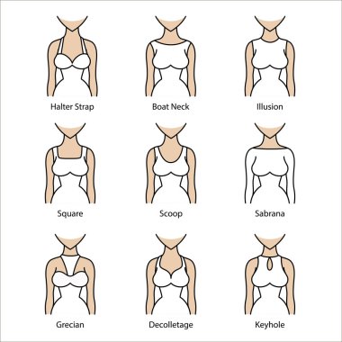 Düğün elbise necklines.