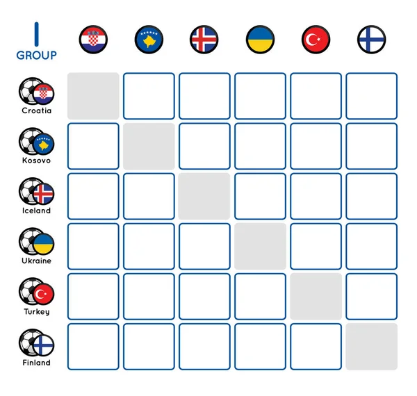 Tabel Groep Kampioenschap Groupe Voetbal 2018 — Stockvector