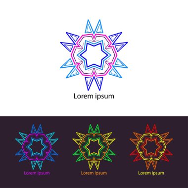 Psychedelic trans logo simge seti. Logo hipnoz