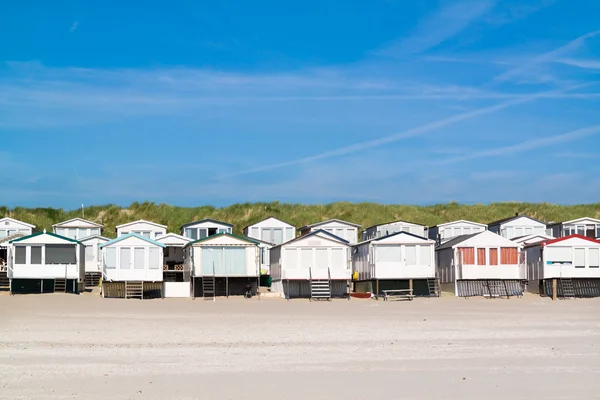 Řada plážových domků, Nizozemsko — Stock fotografie