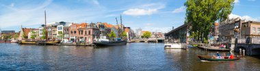 Panorama of Galgewater canal in Leiden, Netherlands clipart