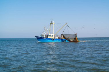 Balıkçı teknesi veya karides balıkçı teknesine balık Waddensea, Hollanda