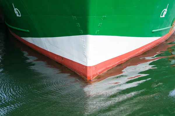 Prow of fishing boat with draft signs, Netherlands — Stock Photo, Image