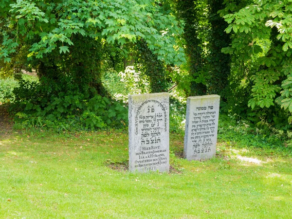 화강암으로 된 묘지에 있는 무덤들, 네덜란드의 비직 비즈 뒤 르스 테데에 있는 묘지 — 스톡 사진