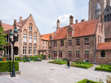 Courtyard of old Saint John's hospital and pharmacy in Bruges, Belgium
