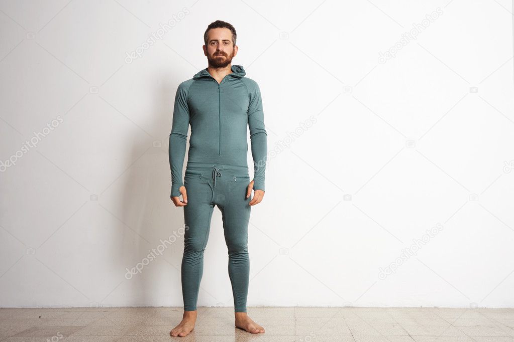 male wears thermal base layer suite