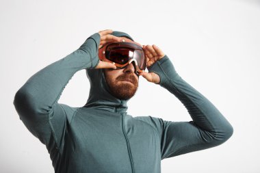 Baselayer termal Suit sakallı erkek atlet 
