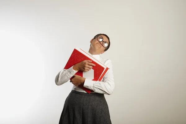 Tired female teacher in conservative clothes — Φωτογραφία Αρχείου