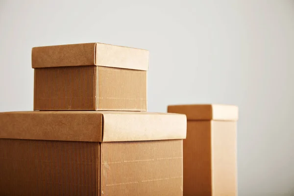 Mockups of blank brown corrugated cardboard boxes — Stock Photo, Image