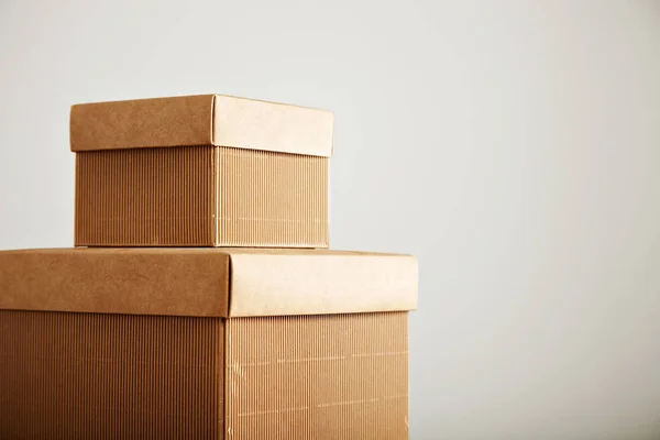 Mockups of blank brown corrugated cardboard boxes — Stock Photo, Image