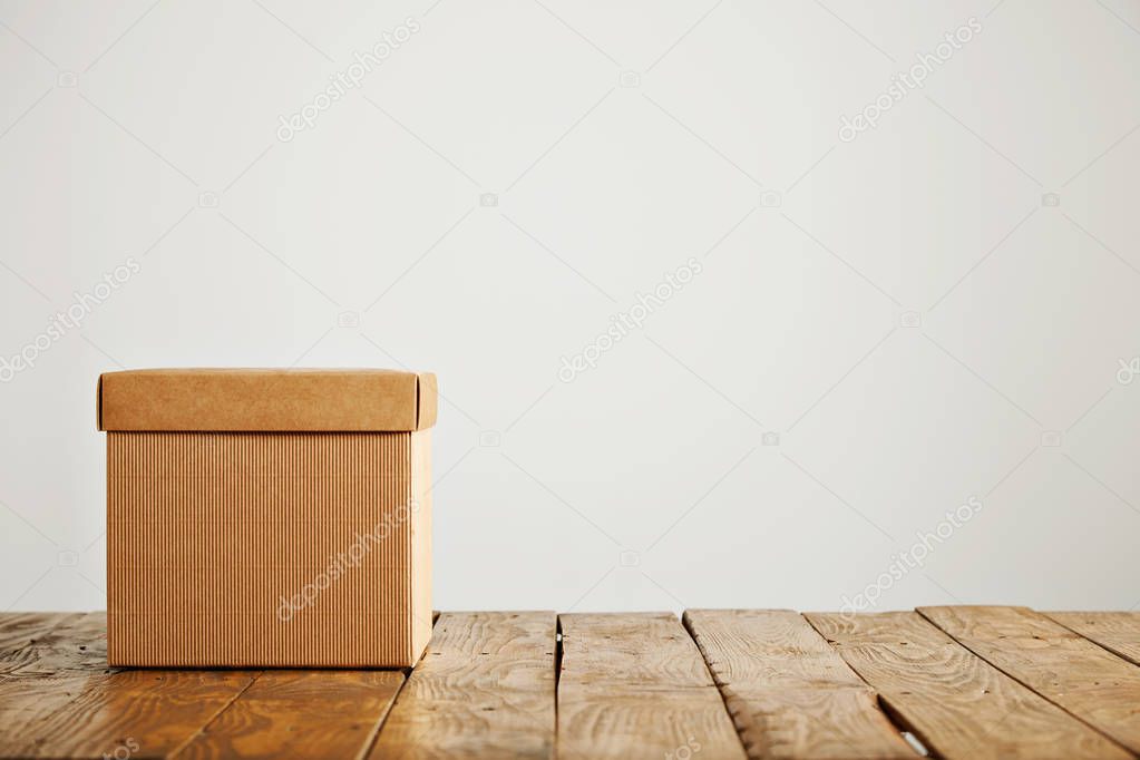 Mockups of blank brown corrugated cardboard boxes
