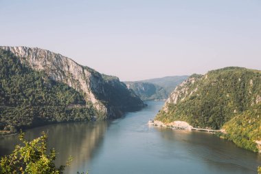 Landscape of Danube river in morning light clipart