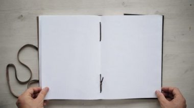 Hnds açık el yapımı a4 defter gerçek deri kapaklı mans