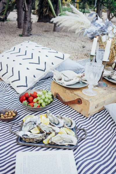 Bella installazione tavolo da picnic — Foto Stock