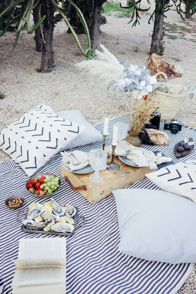 Kaunis asennus piknik pöytä — kuvapankkivalokuva