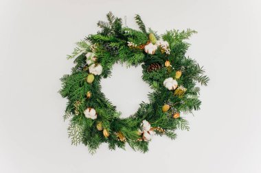 christmas wreath with cotton clipart
