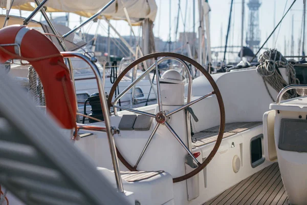 Carbon Steering Wheel Sailing Boat — Stock Photo, Image