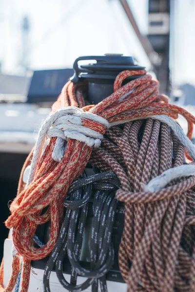 knotted ropes on racing yacht