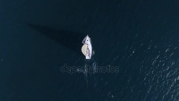 Utbildning på race segelbåt i öppet hav — Stockvideo