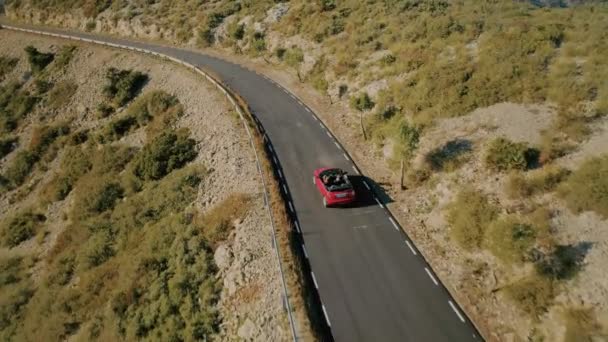 Viajar en coche descapotable, vacaciones en libertad — Vídeo de stock