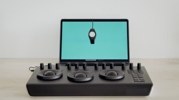 Profesyoneller için dizüstü bilgisayar ekran renk kalibratörü — Stok video