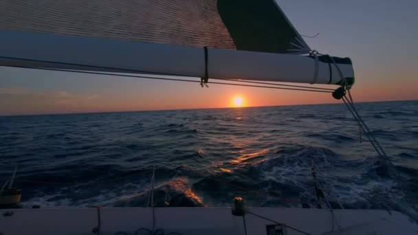 Beautiful sunrise or sunset from yacht or sailboat — Stok video