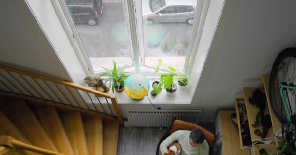 Office worker work from home in hipster loft — Stock Footage Office worker work from home in hipster loft Stock Footage