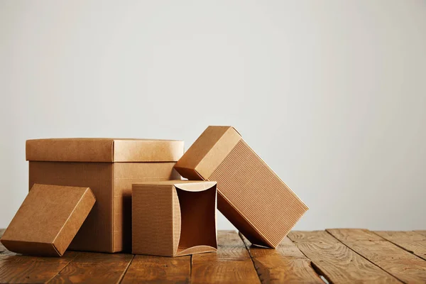 Download Mockups Of Blank Brown Corrugated Cardboard Boxes One Customs Stock Photo 129792882