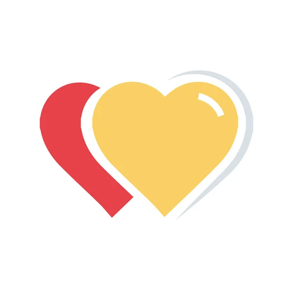 Плоский цвет Vector 2 Heart Icon — стоковый вектор