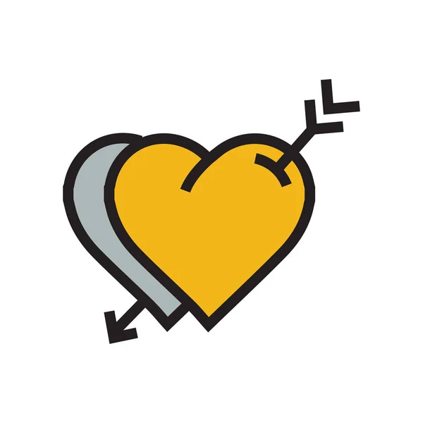 Icono de flecha de dos corazones Color amarillo — Vector de stock