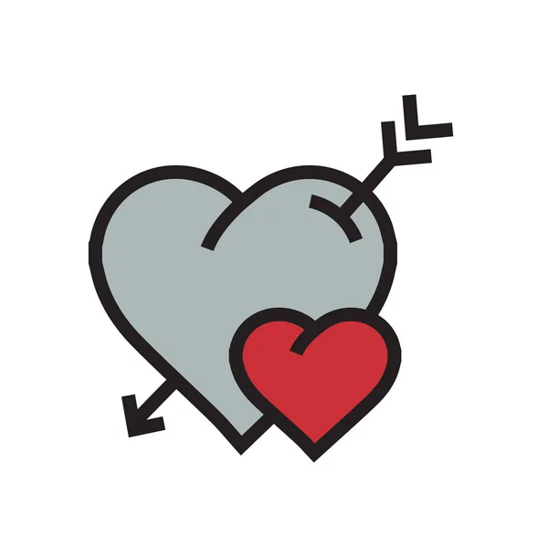 Cartone animato cuore freccia icona colore rosso — Vettoriale Stock