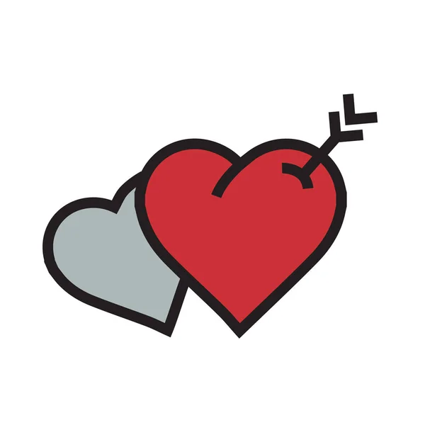 Символ стрелки сердца близнецов красный цвет — стоковый вектор